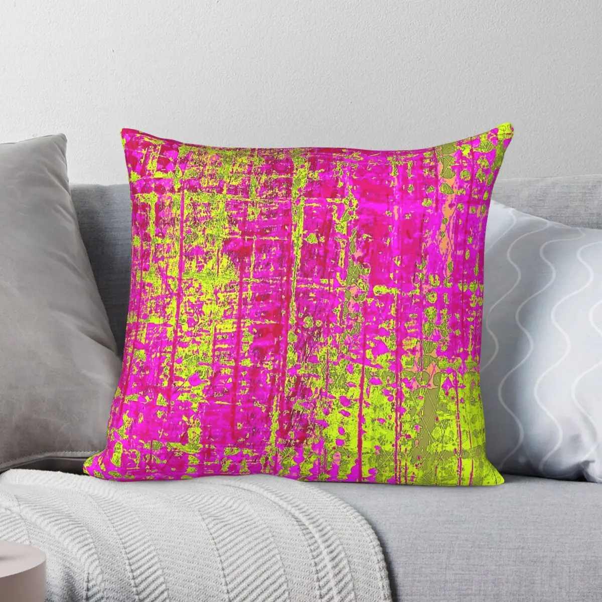 Chartreuse Kiss Square Pillowcase Polyester Linen Velvet Pattern Zip Decorative Throw Pillow Case Sofa Cushion Case
