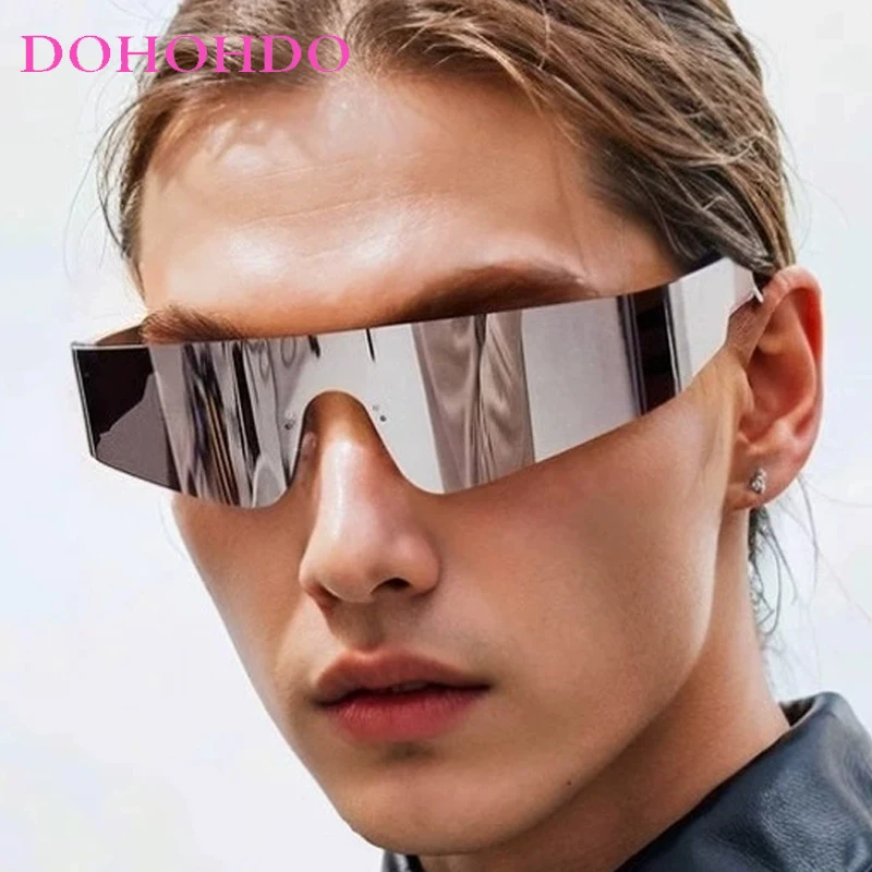 

Fashion Designer Y2K One-Piece Women Sunglasses Rimless Punk Men Sunglass Outdoor Travel Windproof Goggles Unisex Lentes UV400
