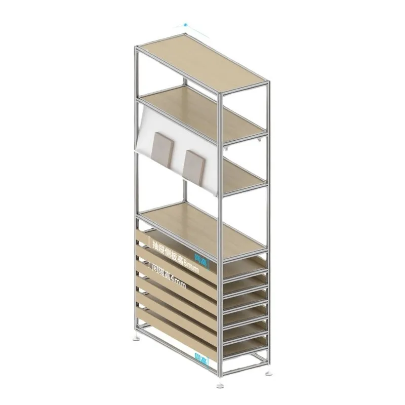 

Aluminum profile, bookshelf, shelf, floor, multi-layer, household, living room