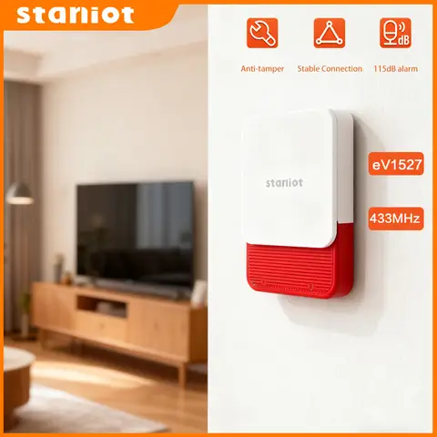 Alarme de Sirene Interna Staniot 115dB, Sem Fio, 433MHz, Dispositivos Inteligentes Antifurto, Sistema de Alarme para Casa à Prova d'Água