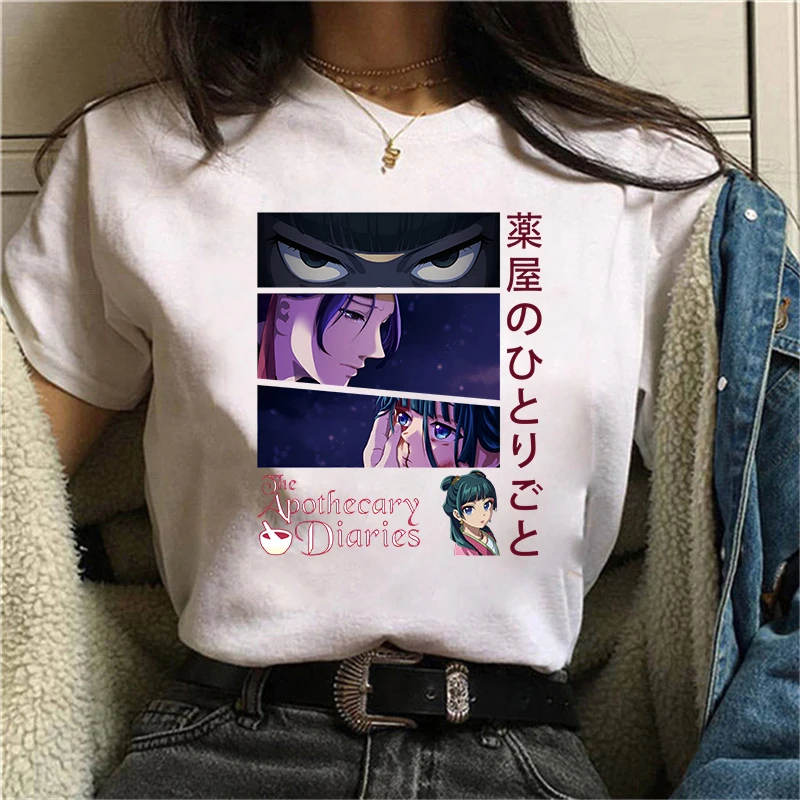 

Hot The Apothecary Diaries Print T-shirt Anime Maomao Loose Short Sleeve Harajuku Casual Tops Women Men T-shirt