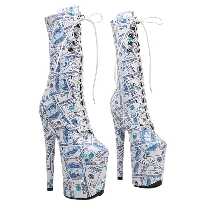 

Auman Ale New 20CM/8inches PU Upper Sexy Exotic High Heel Platform Party Women Round Toe Ankle Boots Pole Dance Shoes 282