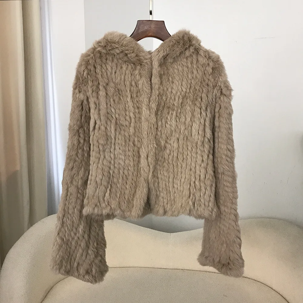 2024 Fur Women\'s Coat New Autumn and Winter Encryption Thickened Hand-woven Double-sided Hooded Korean Short Fur Coat for Women