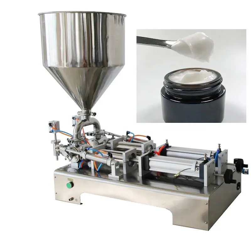 100-1000ml Double Heads Pneumatic Honey Paste Cream Ketchup Ointment Viscous Liquid Filling Machine Bottle Filler