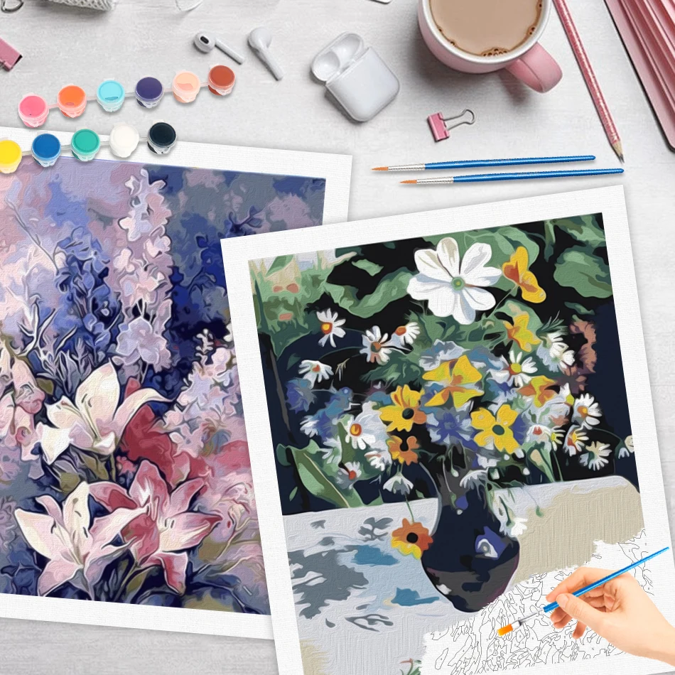 RUOPOTY Malen Nach Zahlen Neue Blume Diy Handwerk Aquarell Bild Farbe Acrylfarben Farbe Marker Bilder Nach Zahlen Geschenk