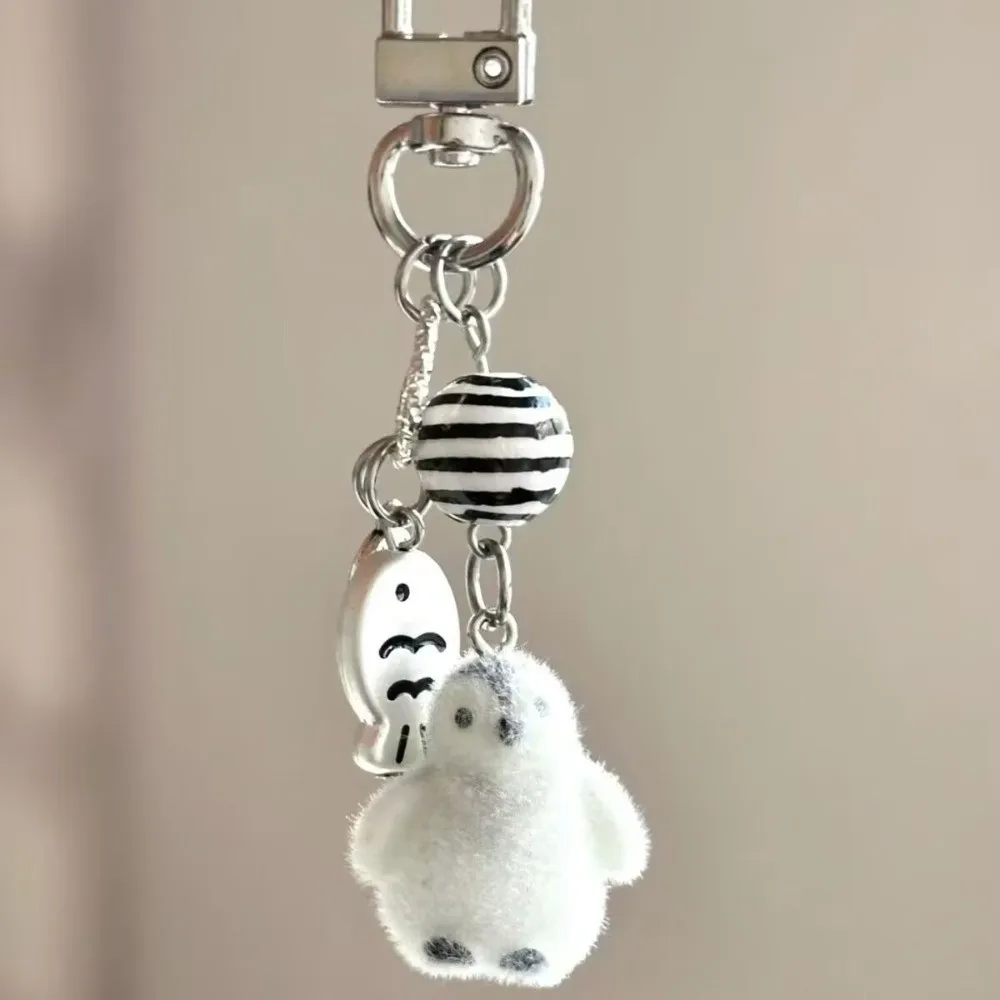 Unisex Cute Design Flocking Keychain Soft Cartoon Keyring Pendant Animal Car Key Holder Luggage Tag