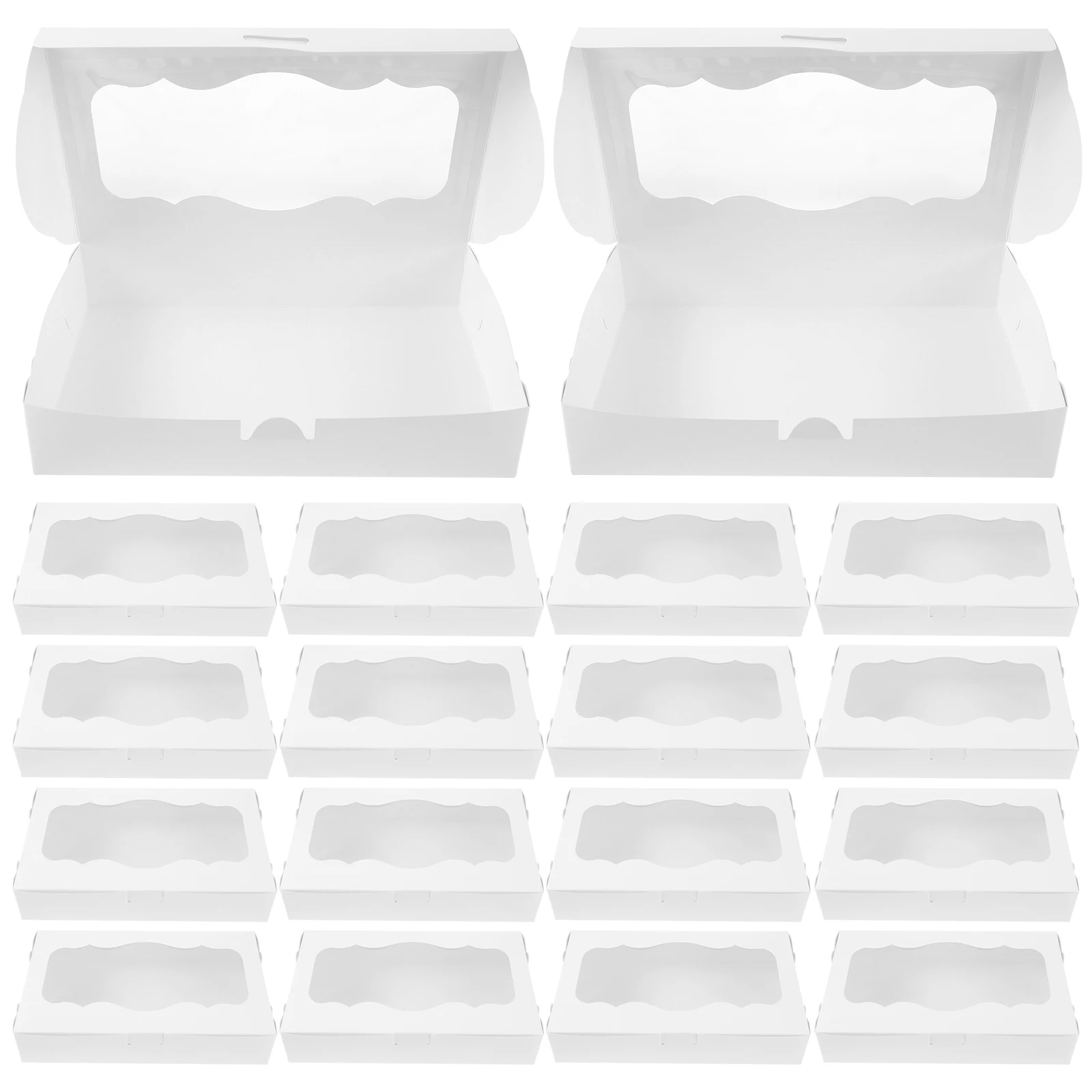 

30pcs Cake Boxes 10 Inch Baking Packaging Transparent Window for Strawberry Chocolate 10x6x2 Inch White Card Lightweight