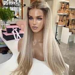 13x4 Transparent Lace Ombre Platinum Ash Blonde Colored Front Wigs Straight Brazilian Remy On Sale Pre Plucked For Woman