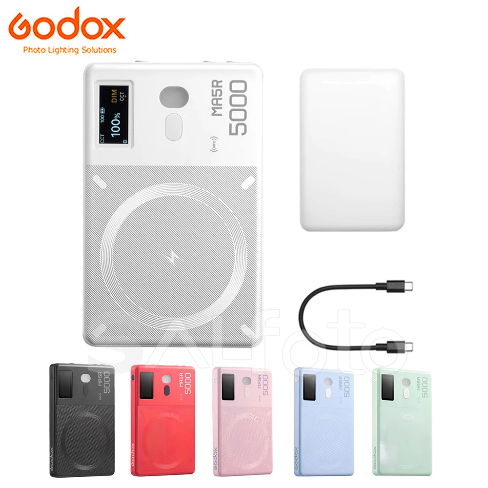 

Godox MA5R Полноцветный светодиодный светильник с магнитной зарядкой 1800–10000 К RGB 4900 мАч Беспроводной внешний аккумулятор для фото, селфи, заполняющего освещения