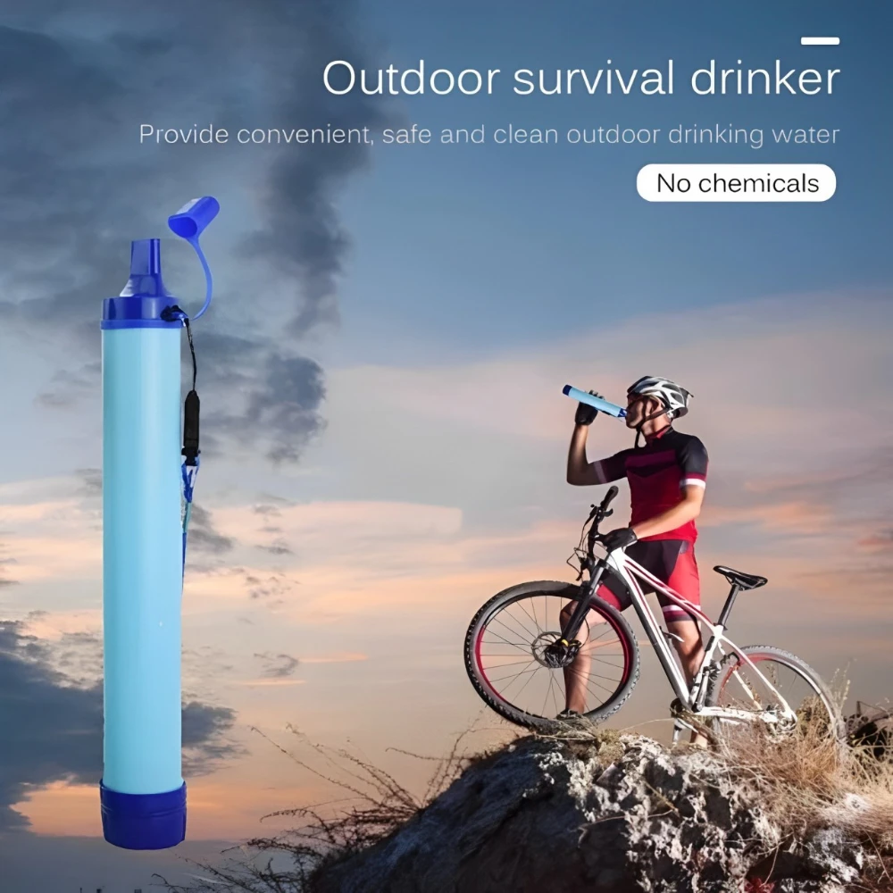 Outdoor Water Filter Straw 5-Stage Filtration for Camping Hiking Portable Survival Gear for Traveling Hunting and Backpacking