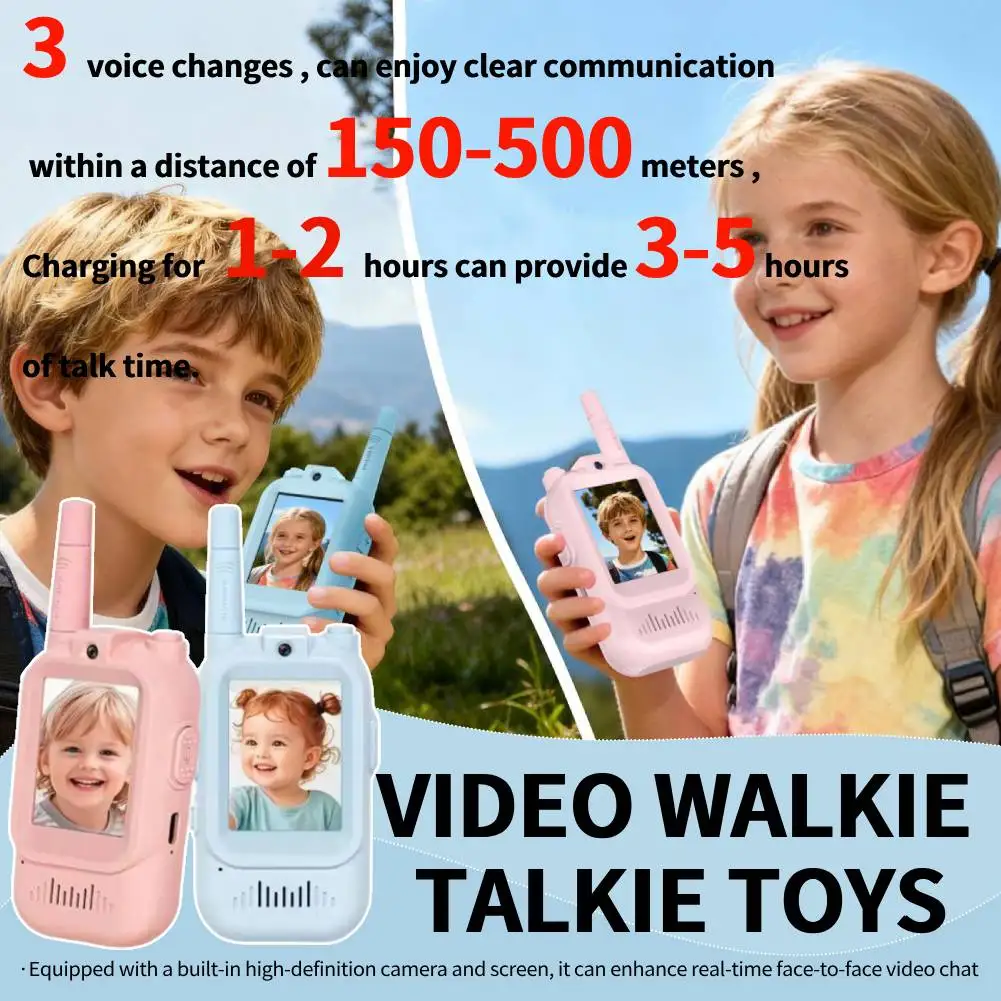 

2 Pack Kids Video Walkies Talkies Toys Rechargeable Interphone Toy with HD Camera & 3 Voice Changer for Boys & Girls Indoor Play