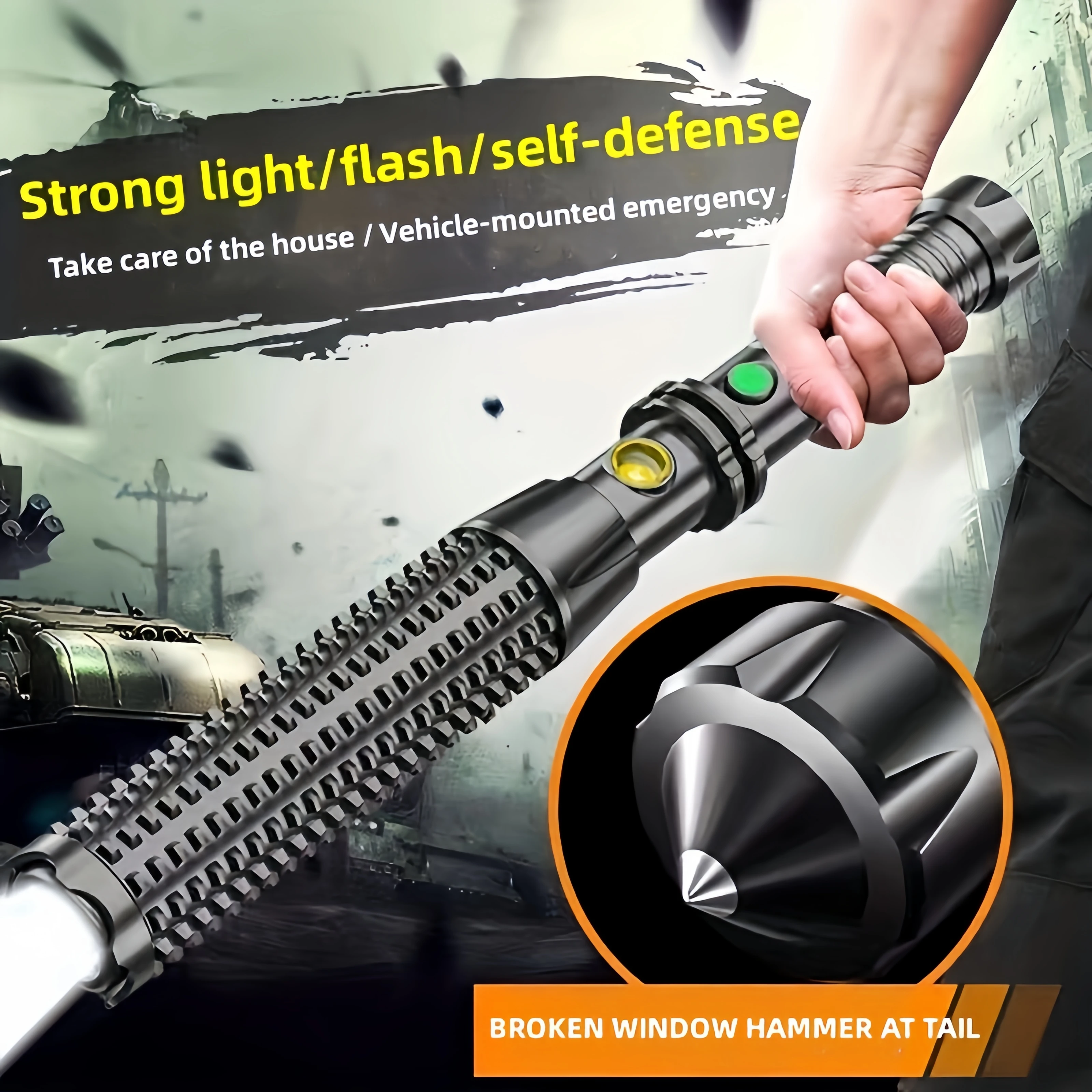 Strong light fire safety emergency multifunctional waterproof rechargeable strong light flashlight