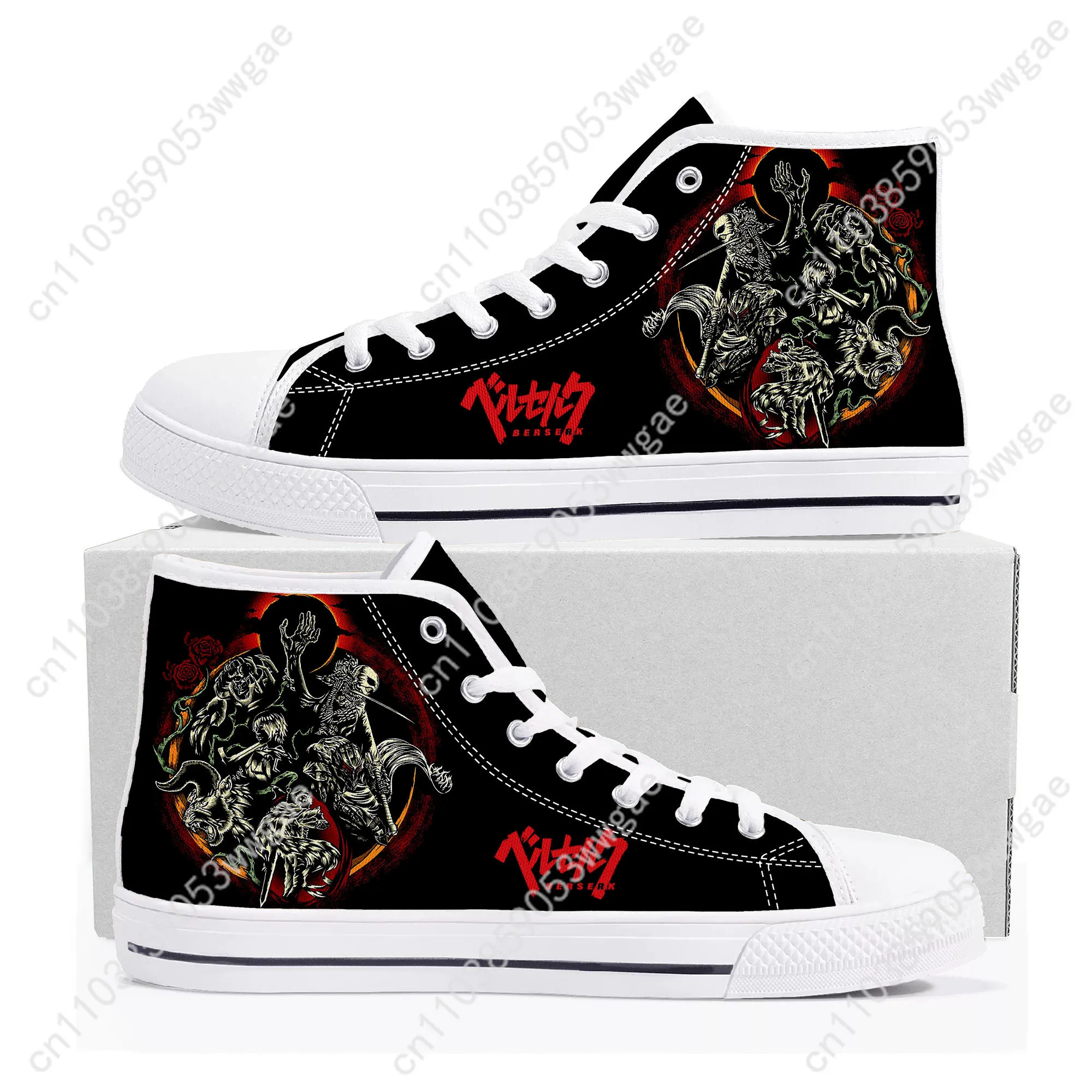 Berserk Anime High Top Sneakers Mens Womens Teenager High Quality Canvas Sneaker Fashion Casual Couple Shoes Custom Made Shoes