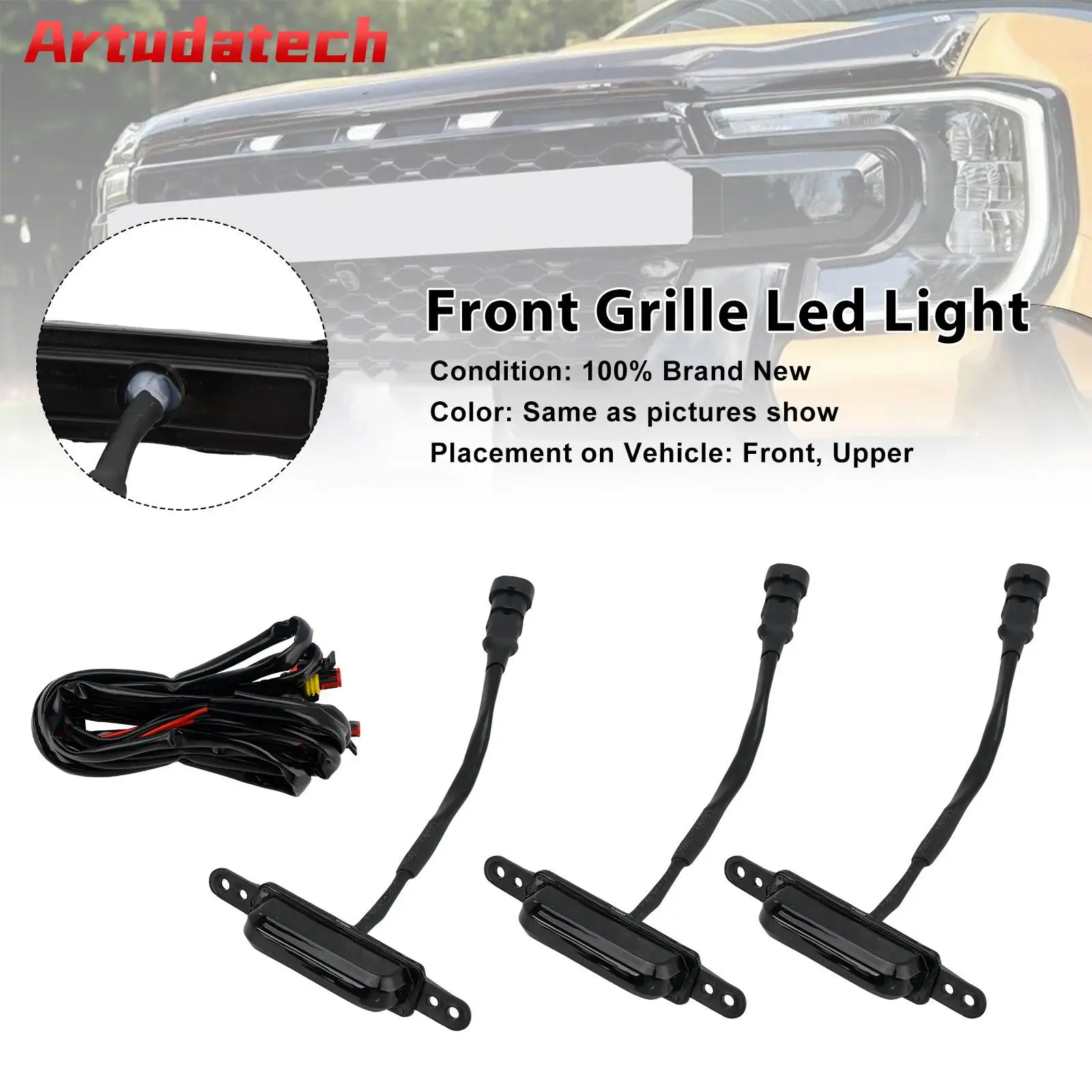 

Artudatech, желтая светодиодная решетка переднего бампера, подходит для Ford Ranger Next Gen Wildtrak 2023 2024 2025