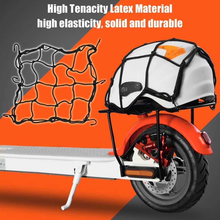 Universal 6 Hooks Bungee Cargo Net for Xiaomi M365 Pro 1S Pro2 Mi3 Helmet Hold Down Fuel Tank Luggage Mesh Storage Organizer Net