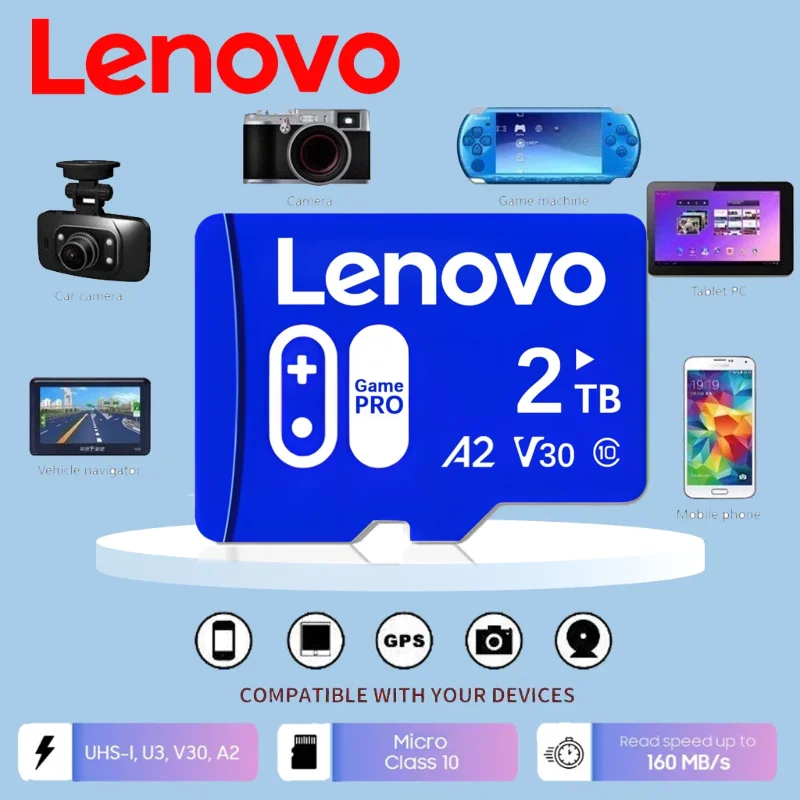 

Lenovo 2TB SD 1TB Micro TF SD Card 256GB 512GB 128gb 64GB TF Mini Memory Flash Card for Phone/Computer/Camera Dropshipping