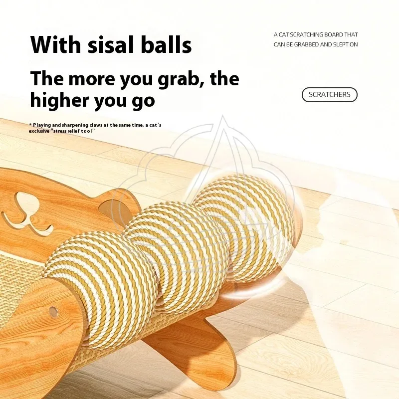 Natural Sisal Cat Scratcher, Durable Scratch Pad with Toy Ball, Multifunctional Cat Lounger