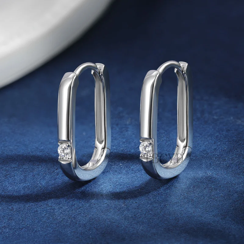 TBCYD 2MM D Color Moissanite Oval Hoop Earrings For Women GRA Certified S925 Silver Lab Diamond Ear Buckles Fine Jewelry Gifts