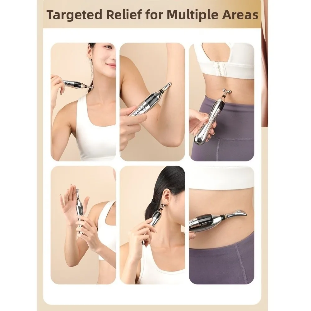 5 Heads Electronic Acupuncture Pen Acupuncture Safe Acupuncture Point Pen Adjustable 19 Gears Electric Massage Pen Neck