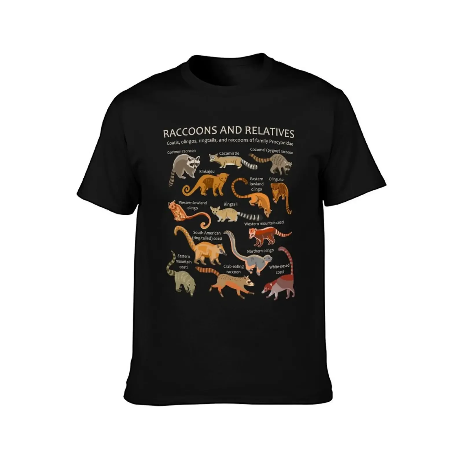 Raccoons and Relatives: Species of Procyonidae (Coatis, Olingos, etc) T-Shirt quick drying sweat mens graphic t-shirts funny