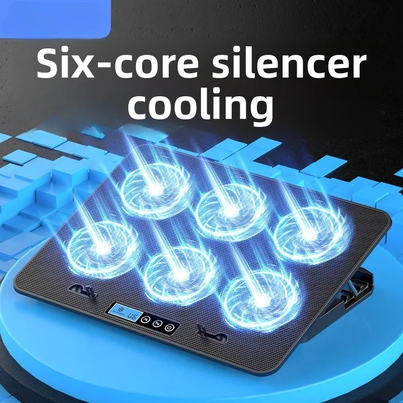 14 inch Gaming Laptop Cooler Six Fan Led Screen Two USB Port 2600RPM Laptop Cooling Pad Notebook Stand For Laptop