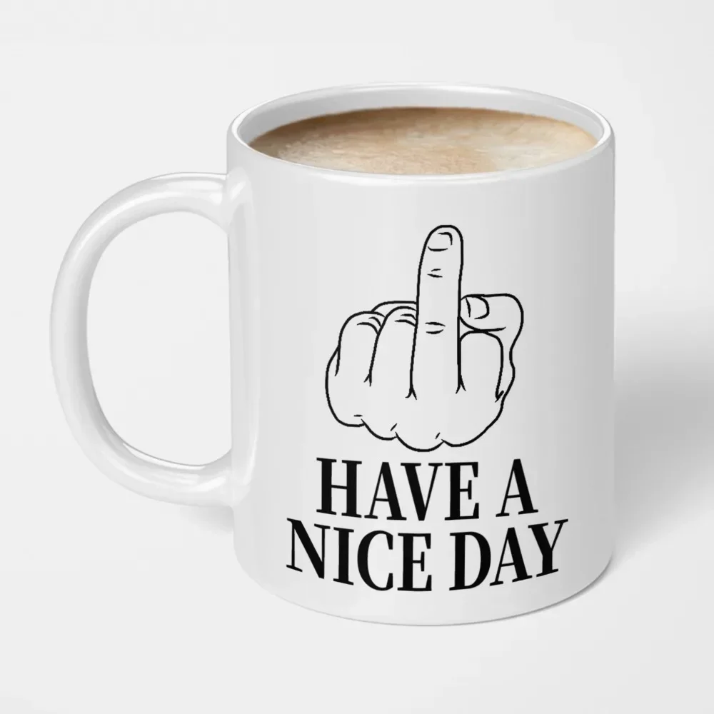 Vertical Middle Finger Cup Creative Mug Anime Films and Television Products Funny Ceramic Coffee Breakfast Cup Christmas Gift