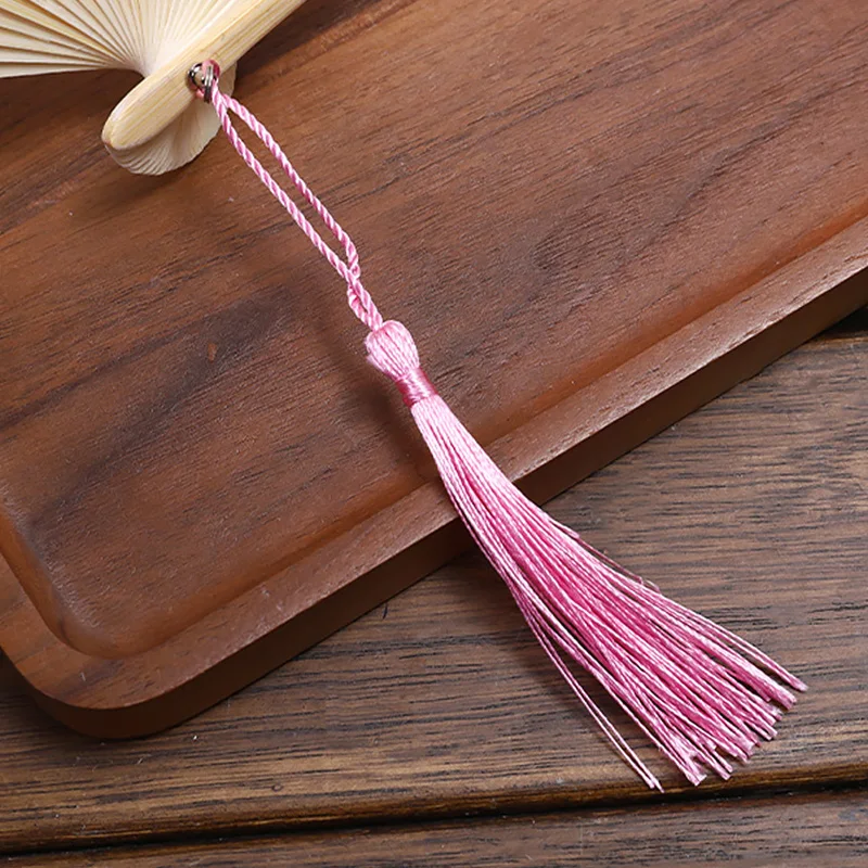 Chinese Style Tassel Silk Folding Fan Art Craft Gift Home Wedding Decor Ornament Bamboo Shank Classical Dance Fan