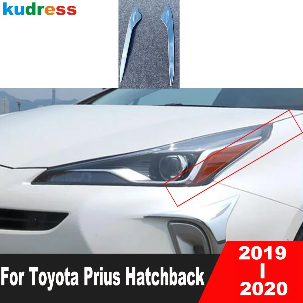 

Front Head Light Lamp Eyebrow Cover Trim For Toyota Prius 2019 2020 Hatchback Chrome Car Headlight Frame Trims Accessories