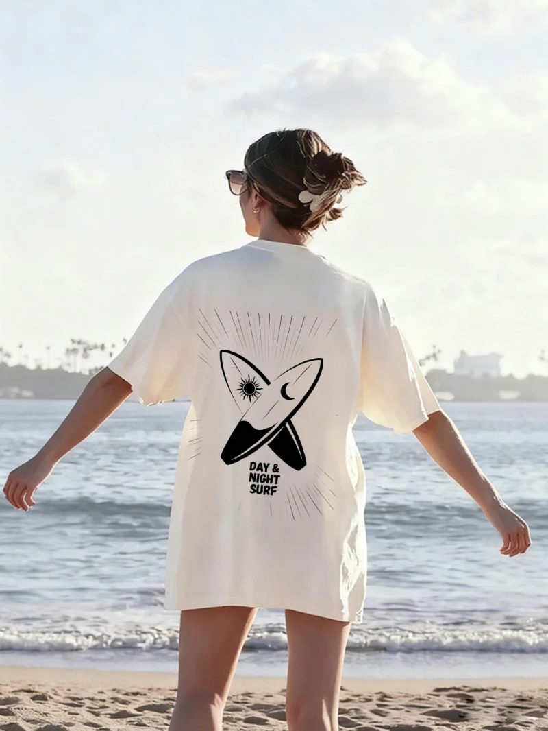 

Женская футболка с короткими рукавами, свободная мода, звездное небо, узор с принтом, текст, Вселенная, тематический дизайн, повседневная одежда