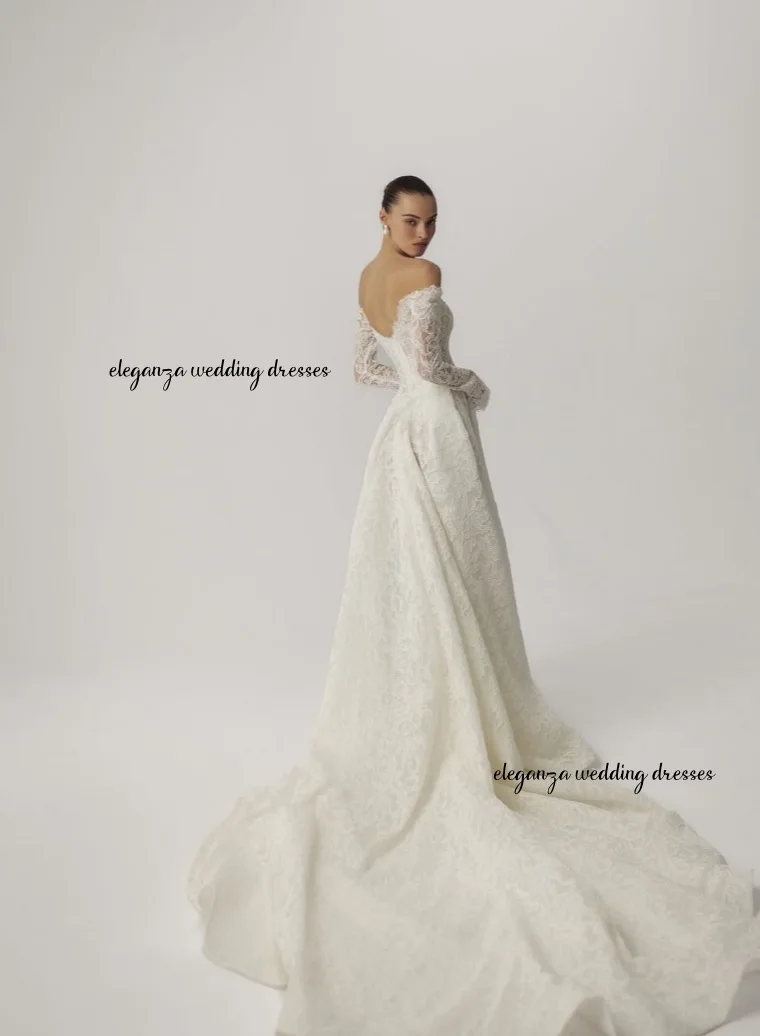 فستان زفاف مخصص بأكمام طويلة دانتيل أنيق برينسيسا فساتين مخصصة فستان فيستدو دي نوفيا 2025