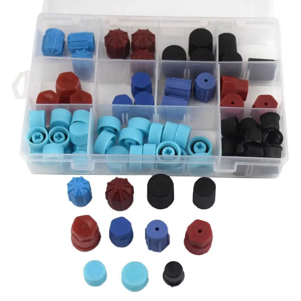 77Pcs/Box A/C R134A R12 Side Valve Core Service Port Dust Set