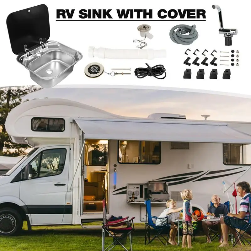 

RV Gas Stove and Motorhome Sink Glass Cover Yacht Gas Stove Trailer Camper Van Accessories Yacht Dual Stove Gas Stove Sink