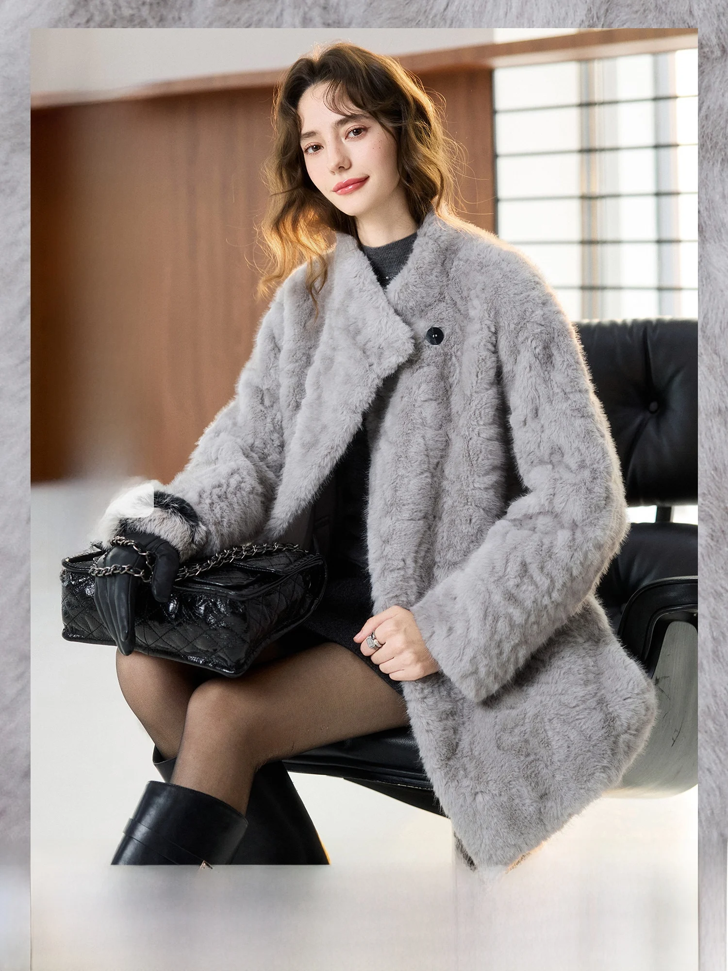 

Ele Silver Fur Coat Women's Warmth Outerwear eenland Snow Velvet Fem Sle Autumn Winter Season Long Sve Coat