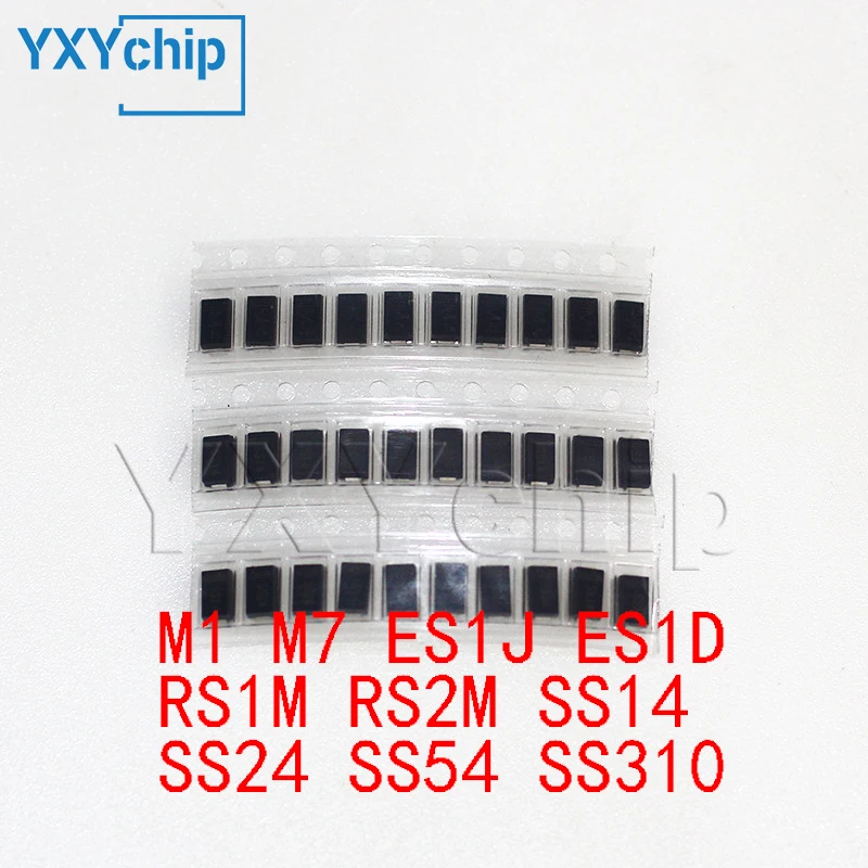 100PCS/200PCS SMD Diodes M1 M7 ES1J ES1D RS1M RS2M SS14 SS24 SS54 SS310 10 Values*10pcs Electronic kit schottky diode set pack