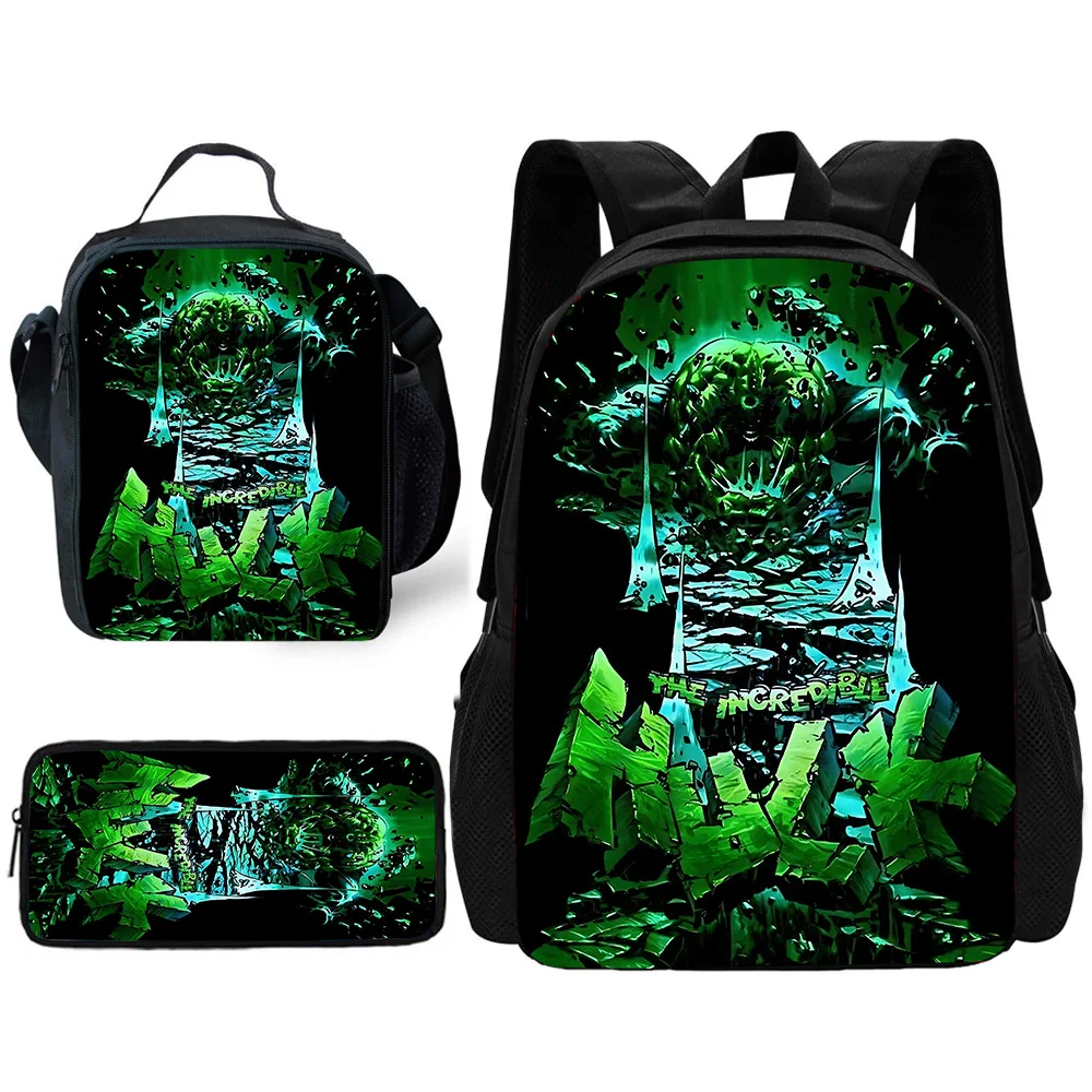 Child School Anime The Hulkss Backpack with Lunch Bags ,Pencil Bags ,School Bags for Boys Girls Best Gift