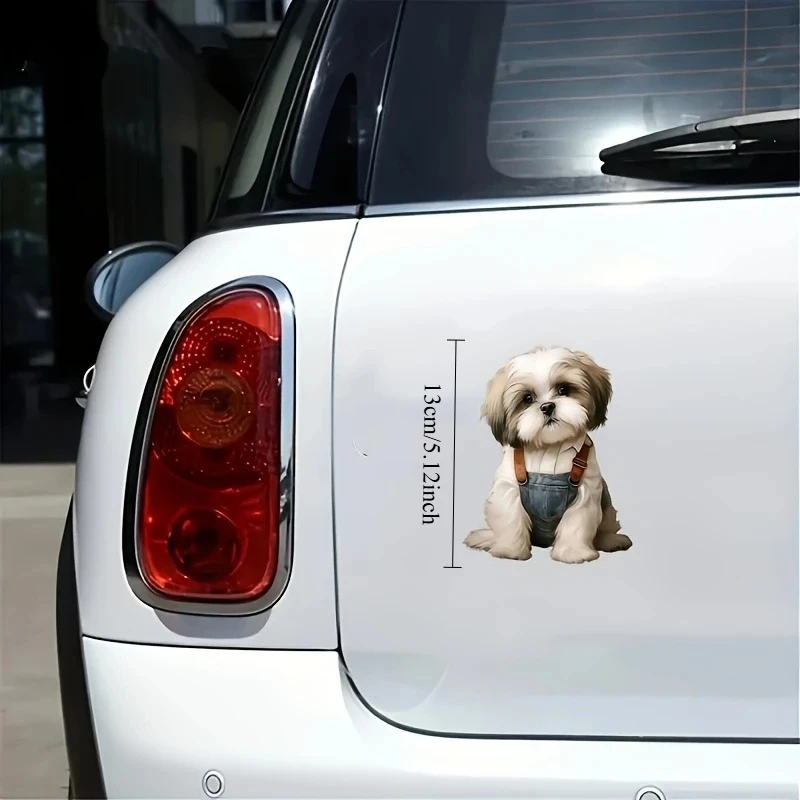 Cute Dog in Jeans Sticker – 10x13cm, Perfect for Cars, Laptops, Water Bottles & Walls