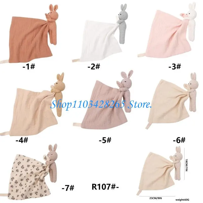 

Cotton Appease Towel Soft Comforting Towel Baby Soother Cloth Animal Drooling Bib for 0-6 Months Infants G2TE