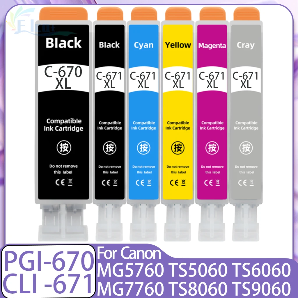

Картриджи PGI-670 CLI-671 PGI-670XL CLI-671XL совместимы с принтерами Canon TS5060 MG5760 TS6060 MG6860 MG7760 TS8060 TS9060