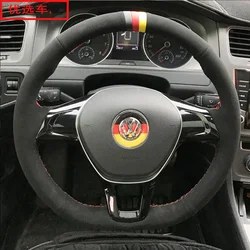 For Volkswagen VW Golf 7 Mk7 Polo Jetta Passat B8 Tiguan Sharan Touran Braid Steering Wheel Cover DIY Carbon Fiber Interior