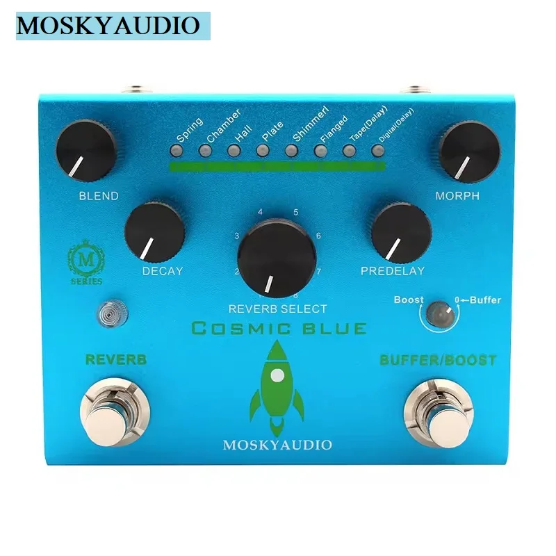 

MOSKY COSMIC BLUE Guitar Pedal Digital Reverb Effect with 8 Reverb Modes Suitable for Electric Guitar and Bass