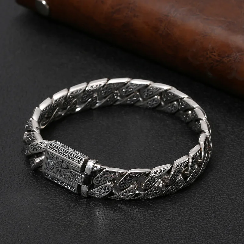 

S925 sterling silver fashion style eternal rattan men bracelet retro thai silver craftsmanship seiko jewelry silver bracelet