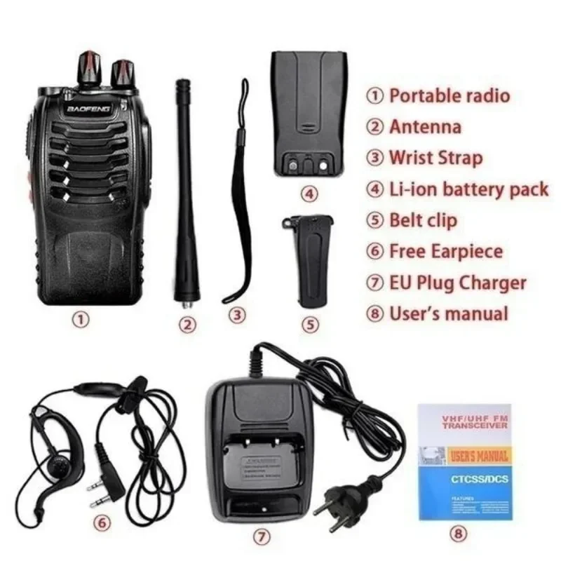 1/2PCS Range Wireless Walkie-Talkie Talkie UHF 400-470MHz 5W Handheld Two-way Ham Radio (BF888)