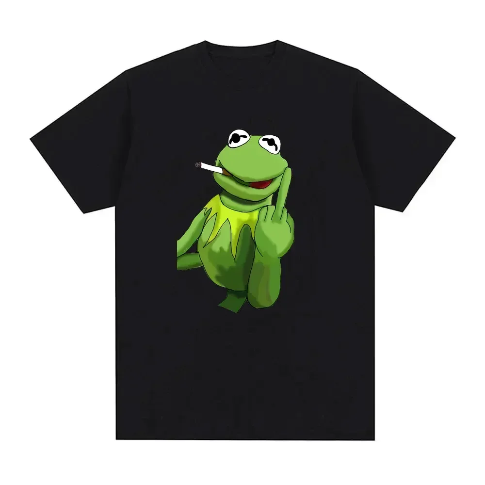 Funny Kermit Jesus Print Meme Birthday Sticker Graphic T Shirts Women Men Clothing Streetwear Interesting Tshirts Offensive Tee