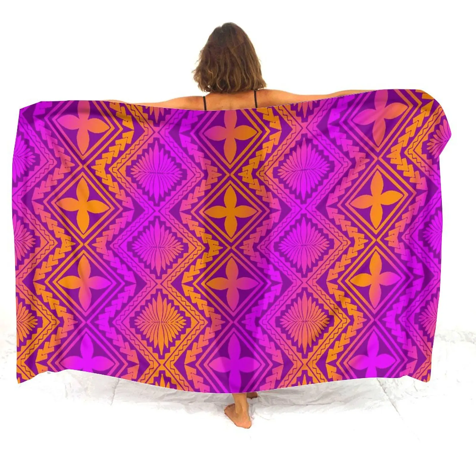 

Women Large Island Print Combo Tote Customizable Polynesian Matching Wallet Travel Bag Summer Road Trip Chic