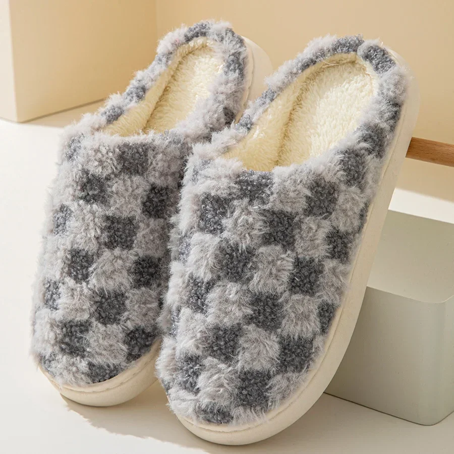 Autumn and Winter Women's Cotton Slippers - Cozy Couple's Non-Slip House Shoes, Thick Sole Wool Indoor Slippers for Men & Women