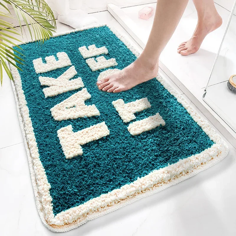 Bathroom Mat, Plush Carpet, Household Ultra-fine Fiber Bathroom Anti Slip Floor Mat, Bathroom Door Mat, Absorbent, Quick Drying