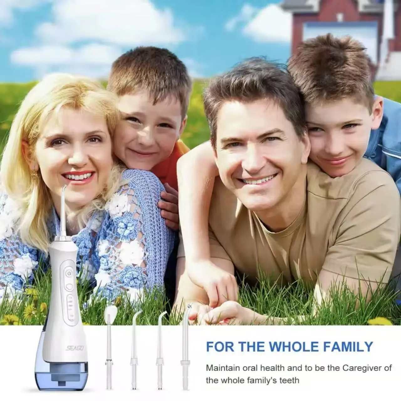 SEAGO Rechargeable Water Flosser Water Thread Oral Dental Irrigator Portable 3 Modes 200ML Tank Water Jet Waterproof IPX7 Home