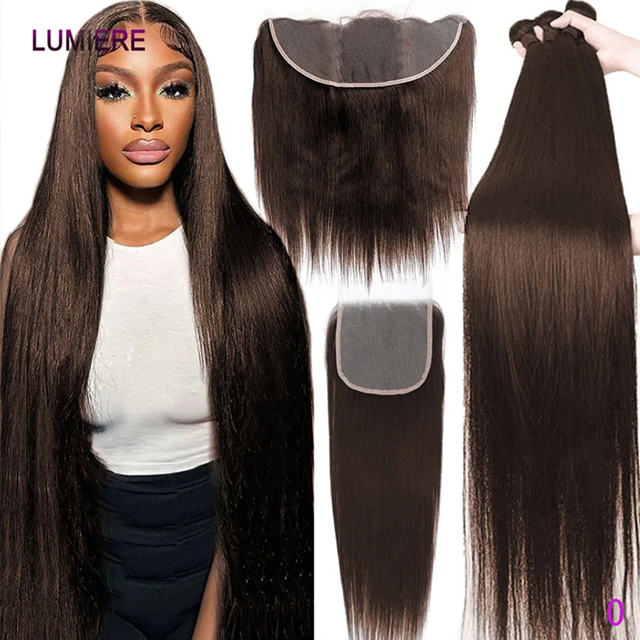 

Chocolate Brown Bone Straight Hair Bundles Deal 26 28 30 Inch 100% Unprocessed Brazilian Virgin 3/4 Human Hair Bundles Extension