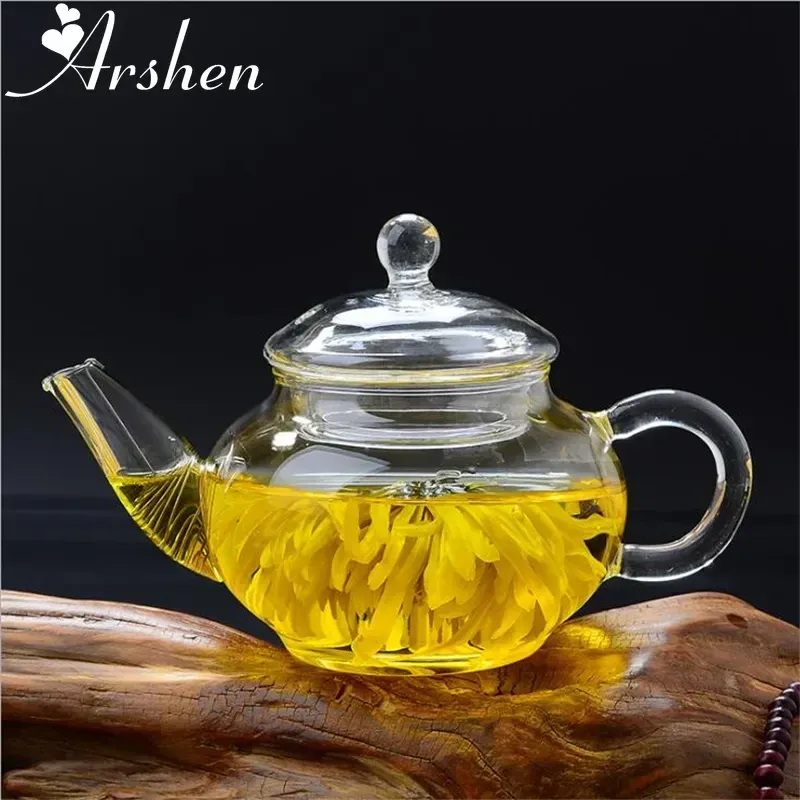  Arshen 250ml Filterable Heat-resistant Glass Teapot Double Wall or With Stainless Steel Spring Teapot Can Be Heated By Fire 