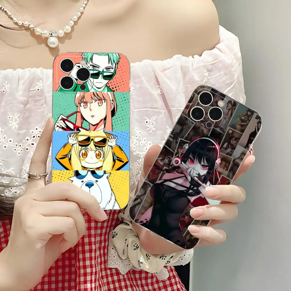 Funda de teléfono móvil Anime Spy Family para iPhone 17 16 15 14 13 12 11 X XR XS Air Pro Max Plus Mini cubierta colorida transparente para teléfonos móviles